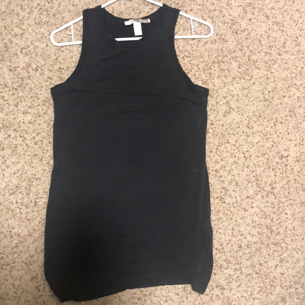 High neck, flowy black tank